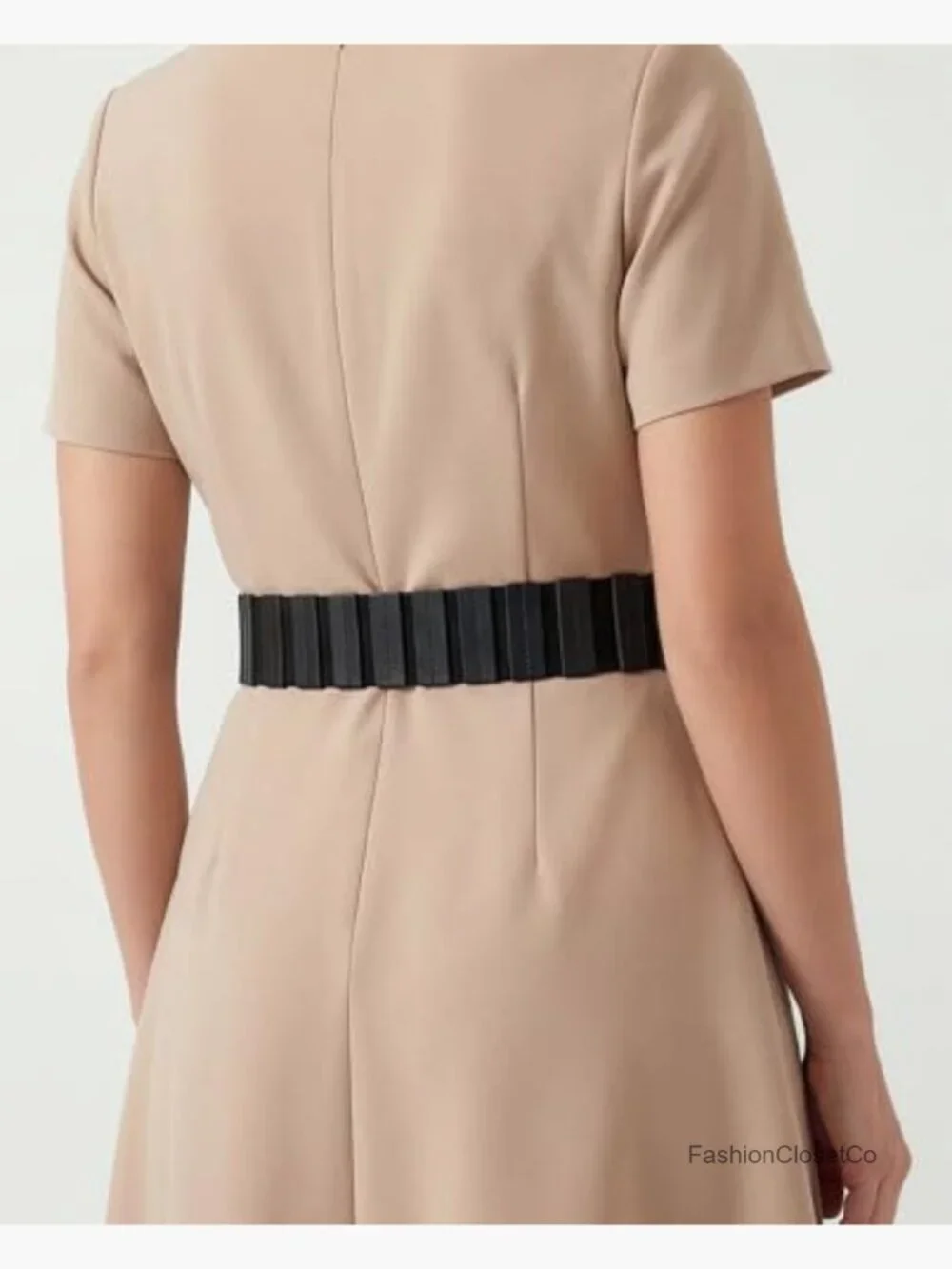 Wide Elastic Stretch Retro Metal Interlock Buckle Belt